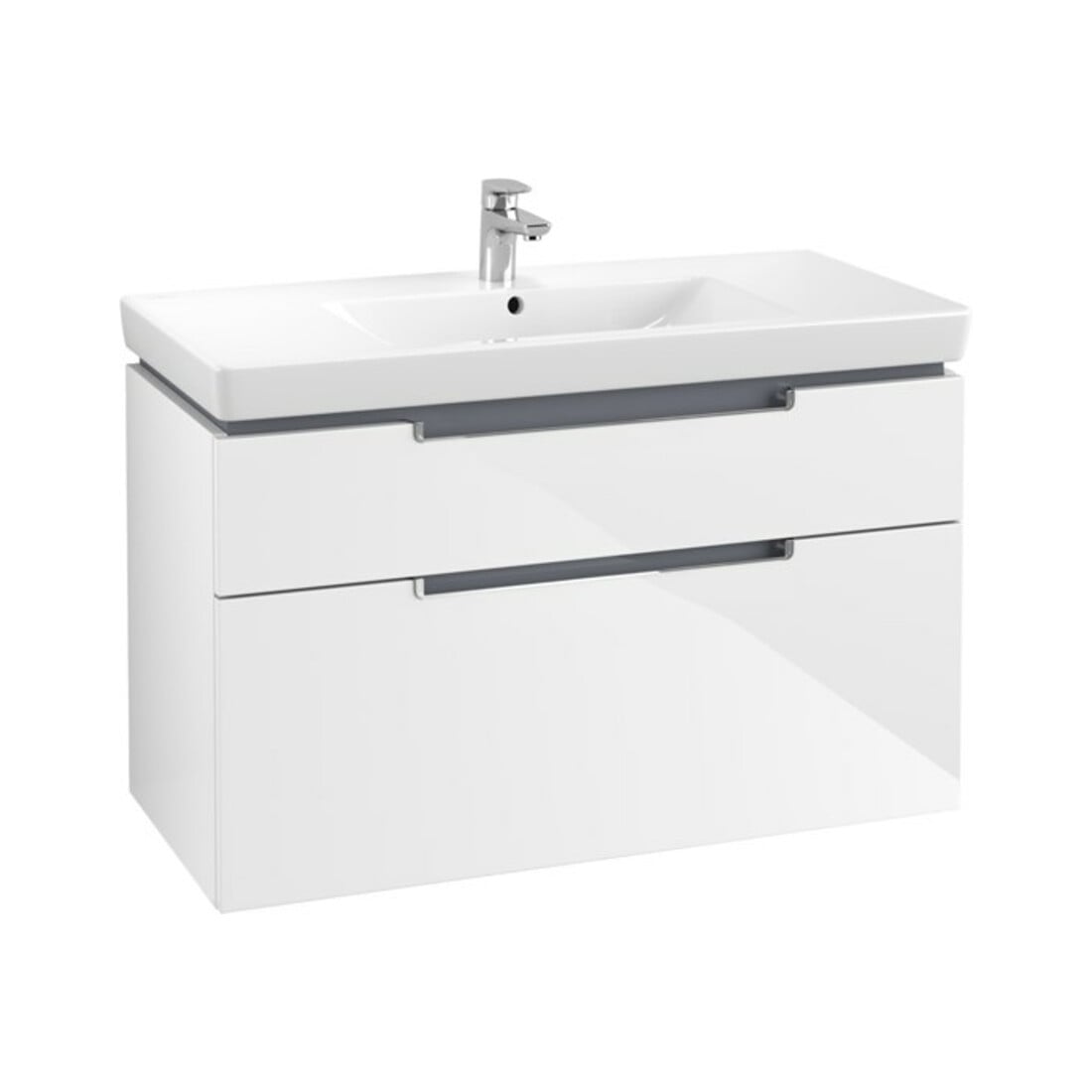 V&B Subway 2.0 Meuble sous lavabo 98,7x59x44,9 cm, chrome brossé, blanc brillant