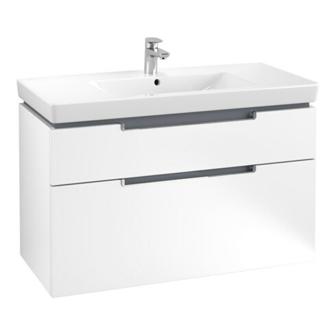 V&B Subway 2.0 Meuble sous lavabo 98,7x59x44,9 cm, poignée chrome, blanc mat