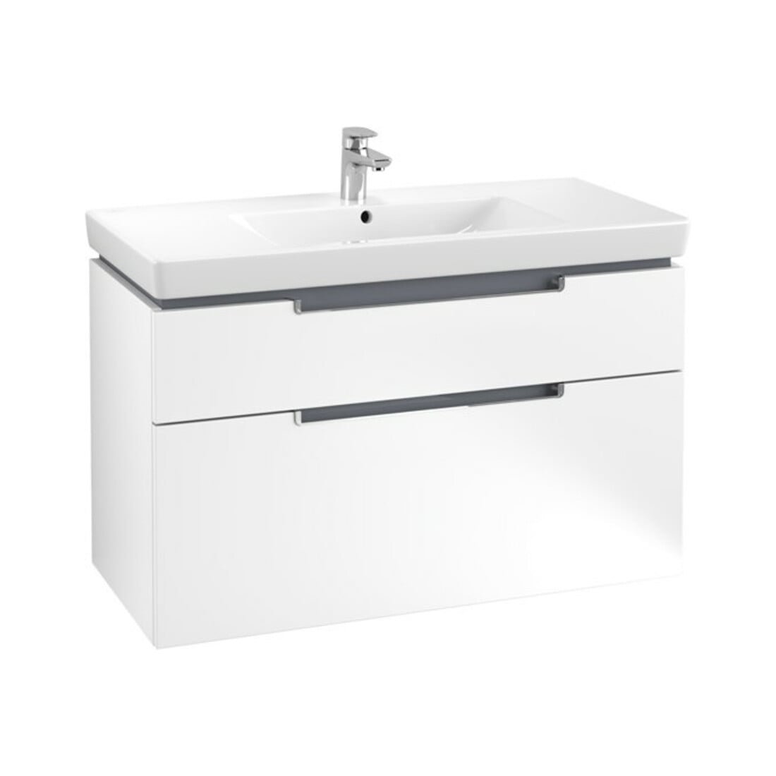 V&B Subway 2.0 Meuble sous lavabo 98,7x59x44,9 cm, poignée chrome, blanc mat