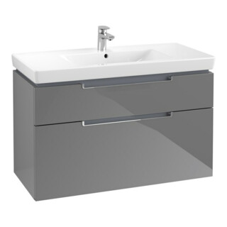 V&B Subway 2.0 Meuble sous lavabo 98,7x59x44,9 cm, poignée chrome, gris brillant