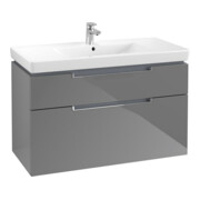 V&B Subway 2.0 Meuble sous lavabo 98,7x59x44,9 cm, poignée chrome, gris brillant