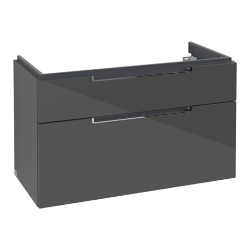 V&B Subway 2.0 Meuble sous lavabo 98,7x59x44,9 cm, poignée chrome, gris brillant
