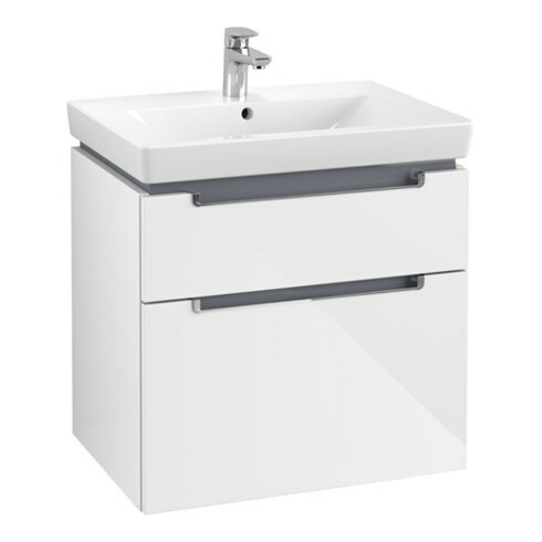 V&B Subway 2.0 Sous-meuble lavabo 63,7x59x45,4 cm, chrome brossé, blanc brillant
