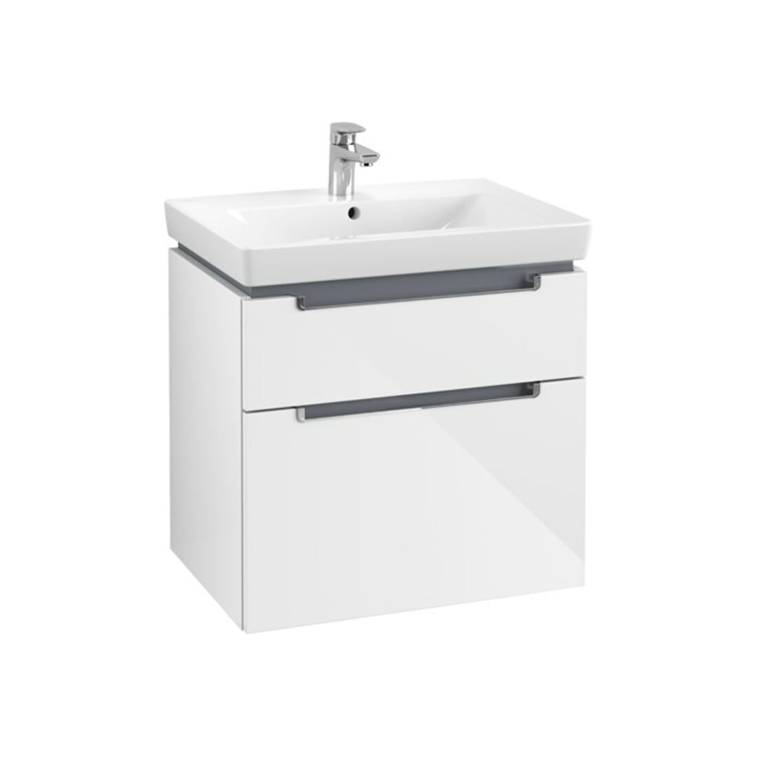 V&B Subway 2.0 Sous-meuble lavabo 63,7x59x45,4 cm, chrome brossé, blanc brillant