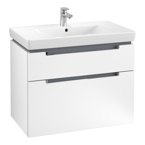 V&B Subway 2.0 Sous-meuble lavabo 78,7x59x44,9 cm, poignée chrome, blanc mat