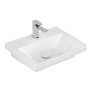 V&B Subway 3.0 Lavabo 55x44cm, angle, avec 1 trou robinet/1 trop-plein, blanc C-plus
