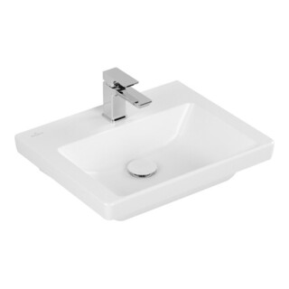 V&B Subway 3.0 Lavabo à poser 50x40 cm, carré, avec trop-plein, blanc brillant C-plus