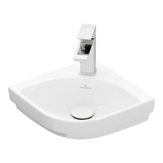 V&B Subway 3.0 Lavabo d'angle 32 cm, angle, avec trou robinet HL/o ÜL, blanc C+