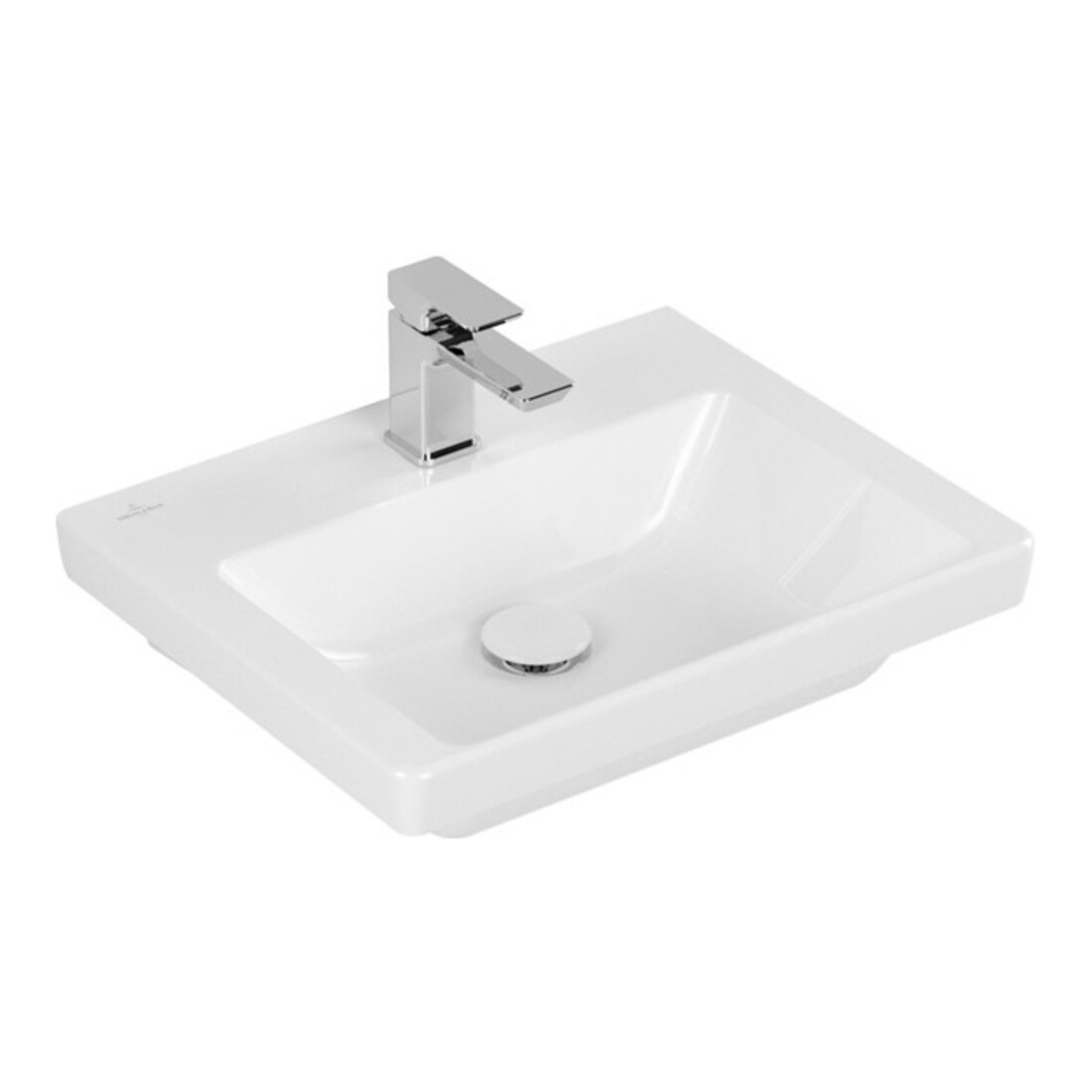 V&B Subway 3.0 lavabo mural 50x40 cm, angle, avec trop-plein, blanc C-plus