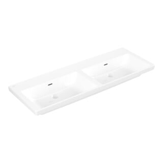 V&B Subway 3.0 Meuble double vasque 130x47 cm, carré, avec trop-plein, blanc