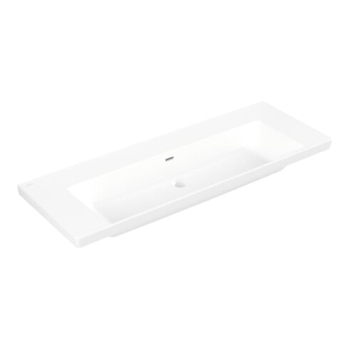 V&B Subway 3.0 Meuble-lavabo 130x47 cm, angle, avec trop-plein, blanc pierre C-plus