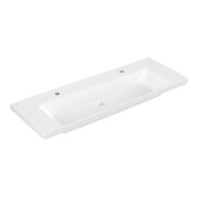 V&B Subway 3.0 Meuble-lavabo 130x47cm, angle, 2 mitigeurs, sans trop-plein, blanc