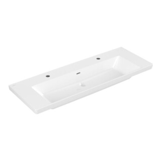 V&B Subway 3.0 Meuble-lavabo 130x47cm, angle, avec 2 tiroirs/avec plan, blanc
