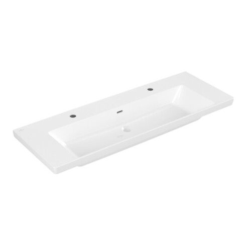 V&B Subway 3.0 Meuble-lavabo 130x47cm, angle, avec 2 tiroirs/avec plan, blanc