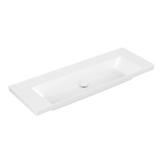 V&B Subway 3.0 Meuble-Lavabo 130x47cm, angle, sans robinetterie/débordement, blanc