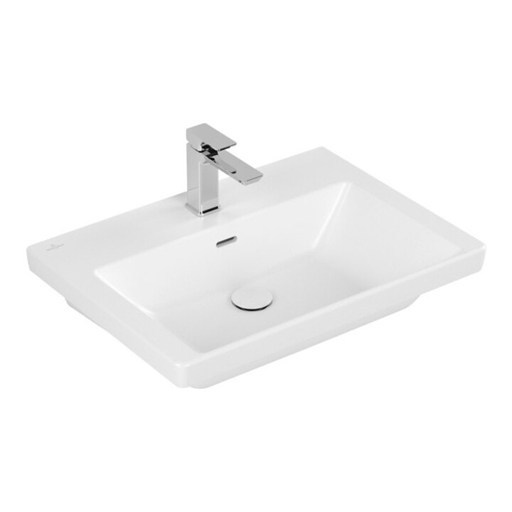 V&B Subway 3.0 Meuble-lavabo 65x47 cm, angle, avec 1 tiroir/avec siphon, blanc mat C+