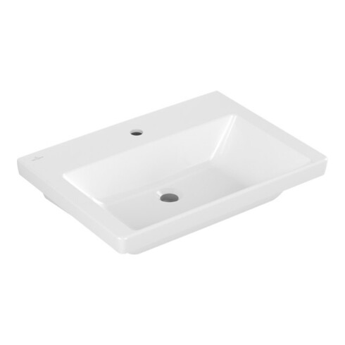 V&B Subway 3.0 Meuble-lavabo 65x47 cm, angle, avec 1 trou robinet/débordement, blanc