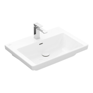 V&B Subway 3.0 Meuble-lavabo 65x47cm, angle, avec trop-plein, blanc pierre C-plus