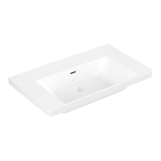V&B Subway 3.0 Meuble-lavabo 80x47 cm, angle, avec trop-plein, blanc pierre C-plus