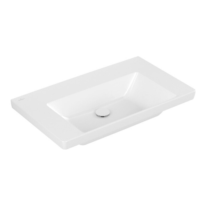 V&B Subway 3.0 Meuble lavabo 80x47cm, angle, sans robinetterie/sans trop-plein, blanc