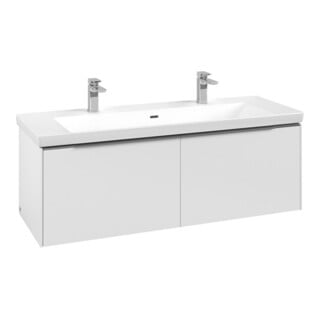 V&B Subway 3.0 Meuble sous lavabo 127,2x42,9x47,8 cm, avec LE/Gr alu brillant, P blanc