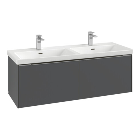 V&B Subway 3.0 Meuble sous-lavabo 127,2x42,9x47,8 cm, avec LE/Gr mon., rouge vin