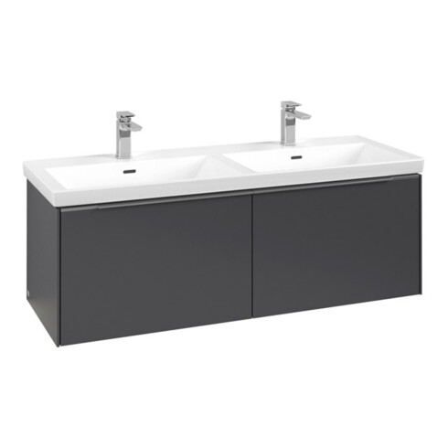 V&B Subway 3.0 Meuble sous lavabo 127,2x42,9x47,8 cm, m LE/Gr AL brillant, graphite