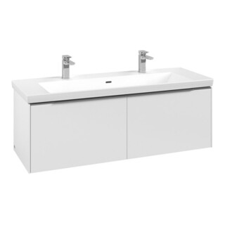 V&B Subway 3.0 Meuble sous lavabo 127,2x42,9x47,8cm, alu brillant, blanc mat