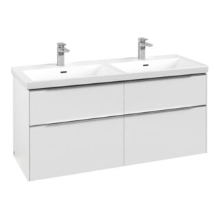 V&B Subway 3.0 Meuble sous lavabo 127,2x56,6x47,8 cm, alu brillant, blanc mat