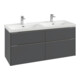 V&B Subway 3.0 Meuble sous lavabo 127,2x56,6x47,8 cm, m LE/Gr mon., rouge vin-1