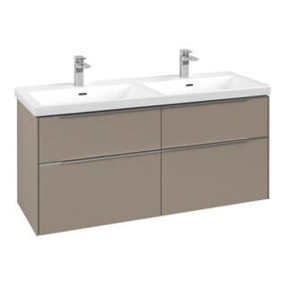 V&B Subway 3.0 Meuble sous lavabo 127,2x56,6x47,8cm, sans LED, aluminium brillant, Taupe