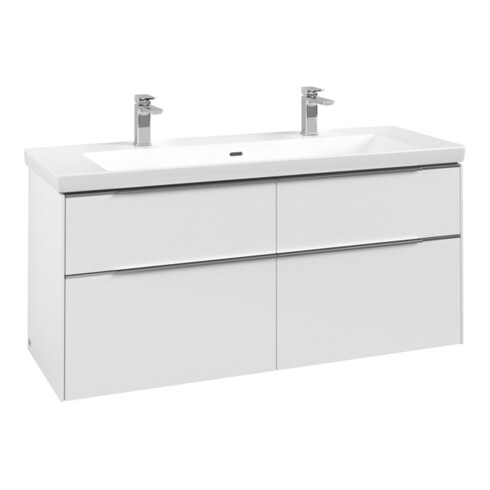 V&B Subway 3.0 Meuble sous lavabo 127,2x57,6x47,8 cm, alu brillant, blanc mat