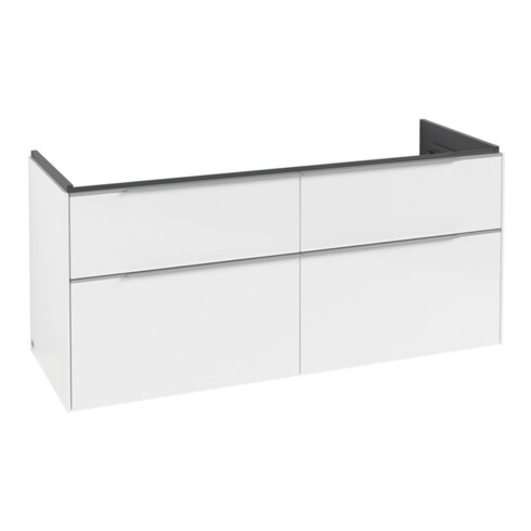 V&B Subway 3.0 Meuble sous lavabo 127,2x57,6x47,8 cm, avec LE/Gr AL g, blanc brillant