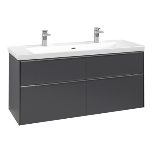 V&B Subway 3.0 Meuble sous-lavabo 127,2x57,6x47,8 cm, m LE/Gr AL brillant, graphite