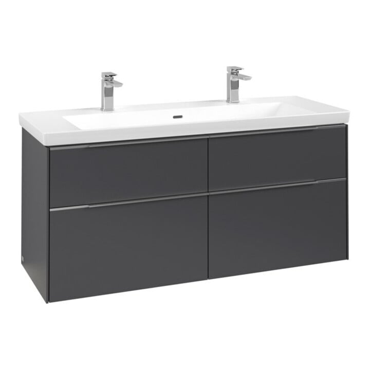 V&B Subway 3.0 Meuble sous-lavabo 127,2x57,6x47,8 cm, m LE/Gr AL brillant, graphite