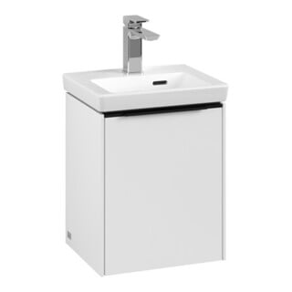 V&B Subway 3.0 Meuble sous lavabo 35,1x42,9x30,9 cm, porte droite/grise avant bleue, plan blanc