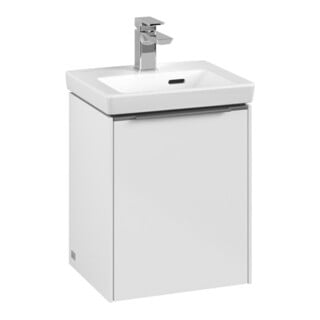 V&B Subway 3.0 Meuble sous lavabo 35,1x42,9x30,9cm, porte gauche/gris aluminium, blanc brillant