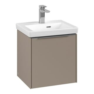 V&B Subway 3.0 Meuble sous lavabo 42,3x42,9x37,8 cm, porte droite/grise alu brillant, Taupe