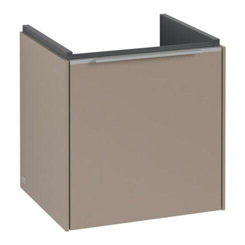 V&B Subway 3.0 Meuble sous lavabo 42,3x42,9x37,8 cm, porte droite/grise alu brillant, Taupe