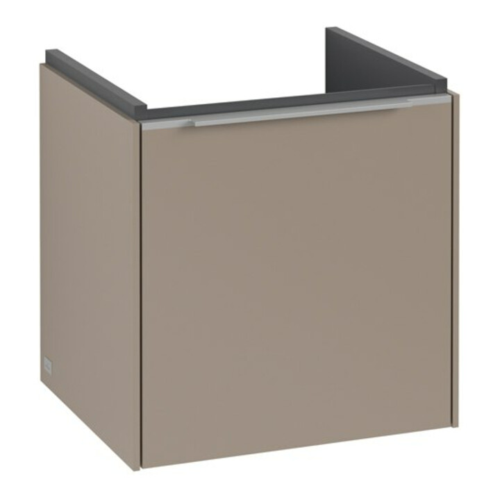 V&B Subway 3.0 Meuble sous lavabo 42,3x42,9x37,8 cm, porte gauche/grise alu brillant, Taupe