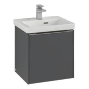 V&B Subway 3.0 Meuble sous lavabo 42,3x42,9x37,8cm, porte gauche/grise AL brillante, rouge vin