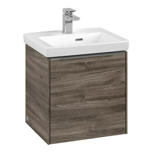 V&B Subway 3.0 Meuble sous lavabo 42,3x42,9x37,8cm, porte gauche/grise alu, brillant, uni Oa