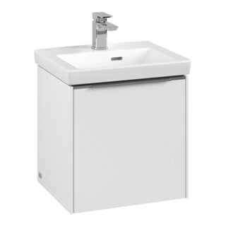 V&B Subway 3.0 Meuble sous lavabo 42,3x42,9x37,8cm, porte L/Gr alu brillant, blanc mat