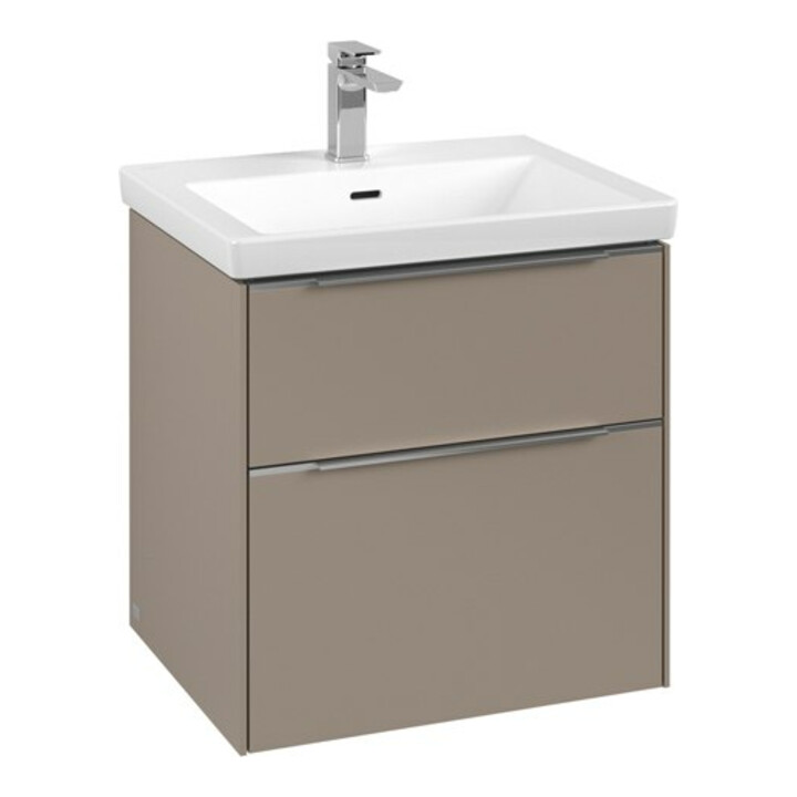 V&B Subway 3.0 Meuble sous lavabo 57,2x57,6x47,8cm, sans LED, aluminium brillant, Taupe