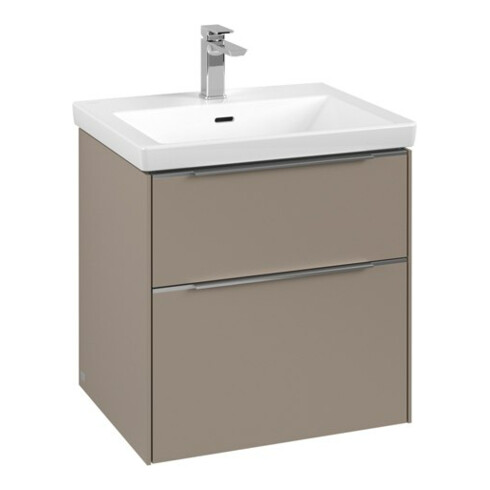 V&B Subway 3.0 Meuble sous lavabo 57,2x57,6x47,8cm, sans LED, aluminium brillant, Taupe