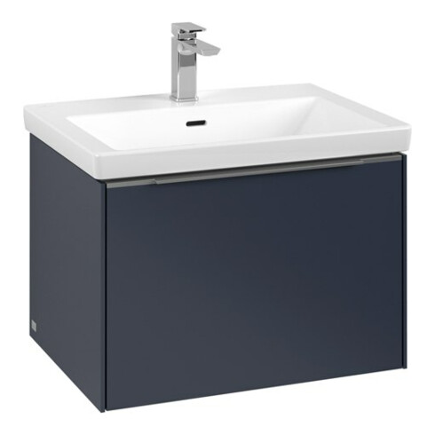 V&B Subway 3.0 Meuble sous-lavabo 62,2x42,9x47,8cm, blanc mat/alu brillant, bleu marine