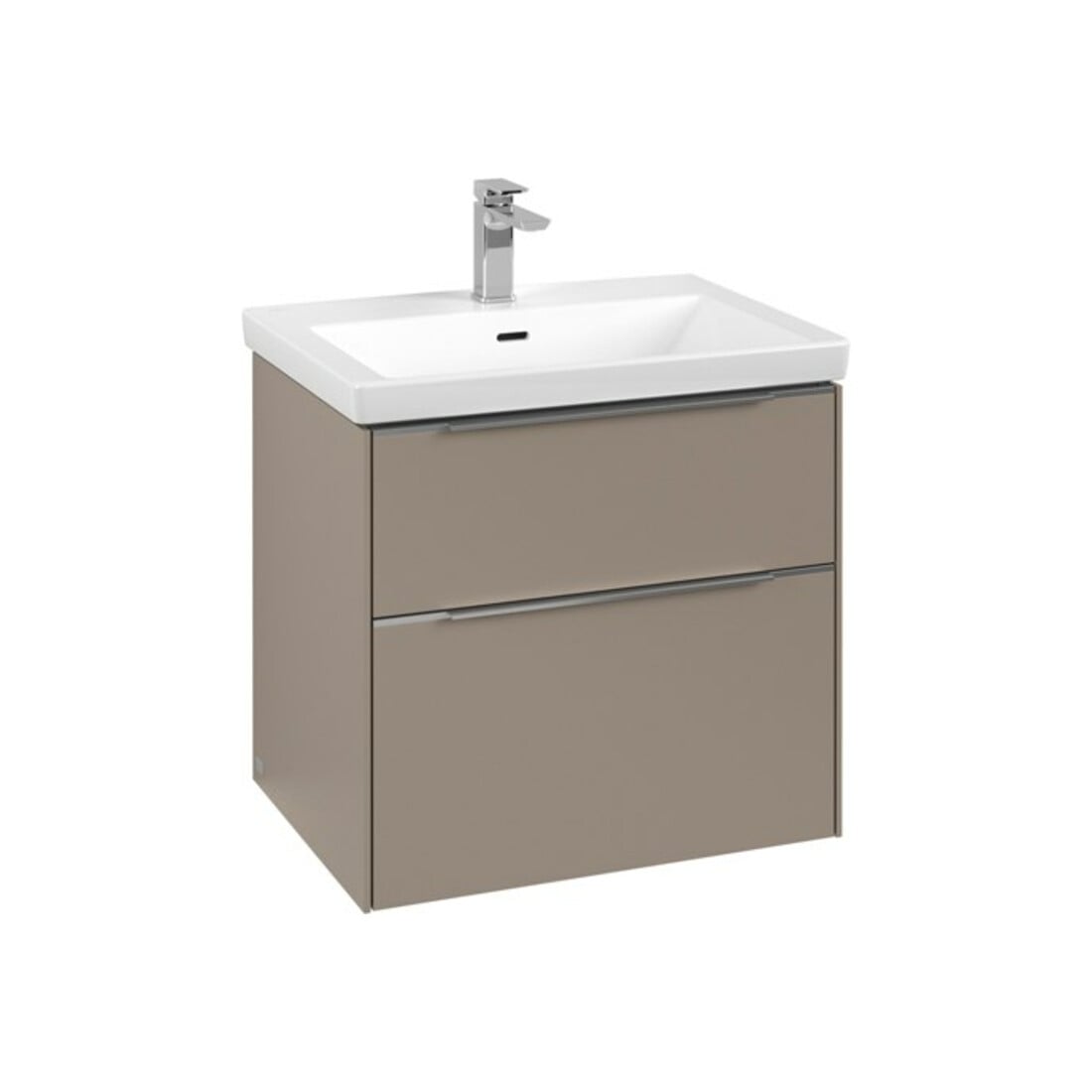 V&B Subway 3.0 Meuble sous lavabo 62,2x57,6x47,8 cm, avec LED/Gr Aluminium brillant, taupe