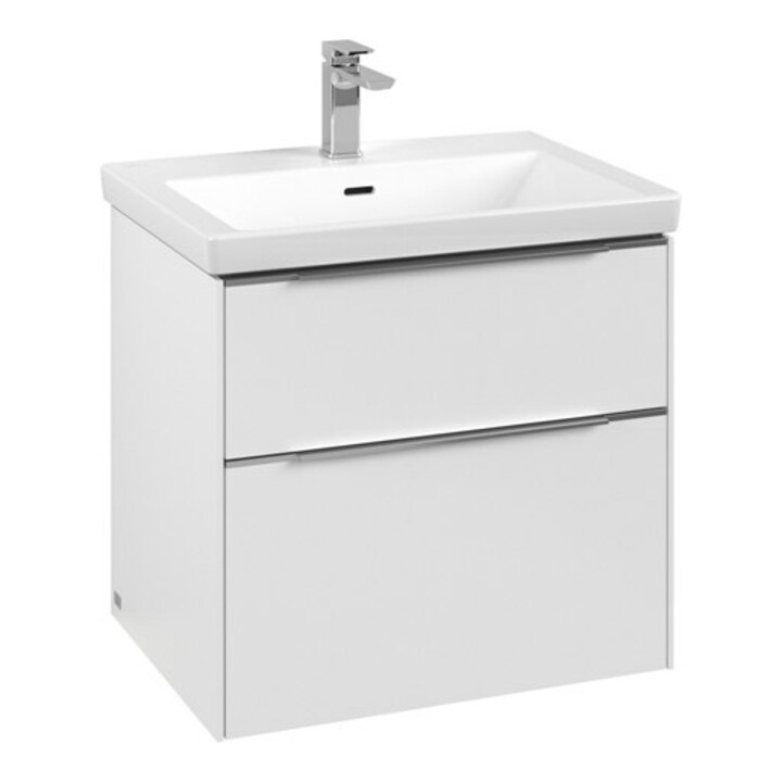 V&B Subway 3.0 Meuble sous lavabo 62,2x57,6x47,8 cm, LED/aluminium brillant, blanc mat