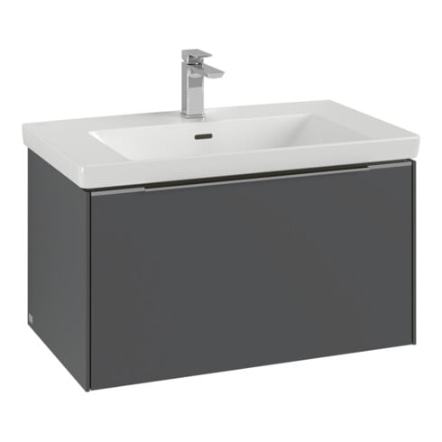 V&B Subway 3.0 Meuble sous lavabo 77,2x42,9x47,8 cm, alu brillant/gris, blanc Oa