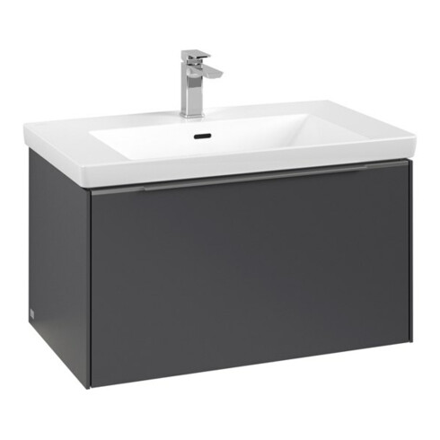 V&B Subway 3.0 Meuble sous lavabo 77,2x42,9x47,8 cm, avec LE/Gr alu brillant, graphite